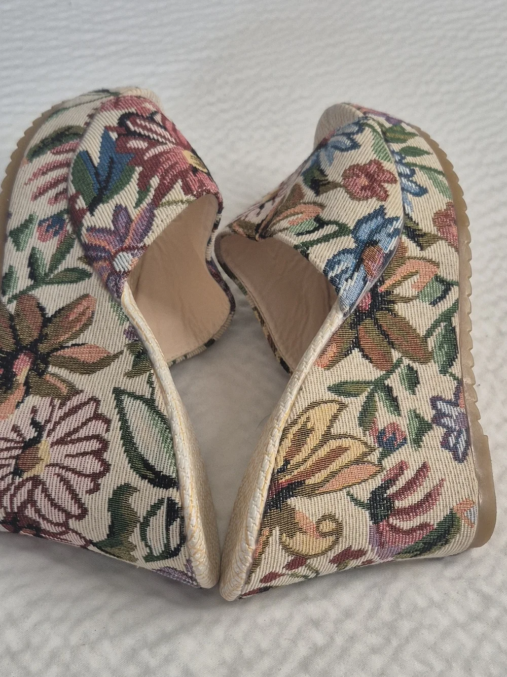 Women multicolor floral slip-on open-toe wedge sandals EU 41